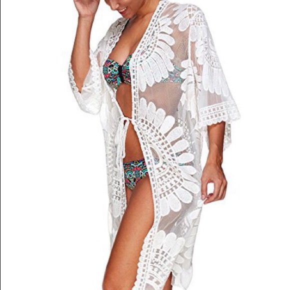 White/creamy beach coverup - Picture 2 of 7